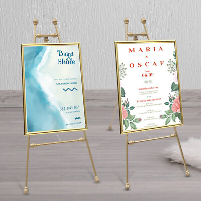 #ad 2PCS Wedding Easel Stand Golden Wedding Party Photo Easel Stands Floor Mount $70.82