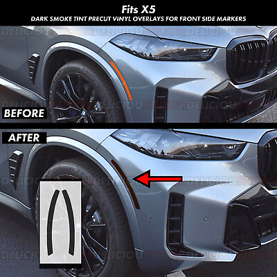#ad Fits 2024 BMW X5 Front Side Marker Smoke Decal PreCut Insert Tint Overlay Vinyl $17.99