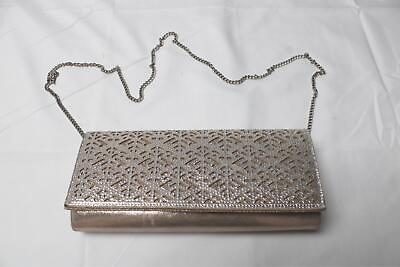 #ad Le Chateau Women#x27;s Fold Over Flap Clutch Crossbody NC3 Rose Gold Silver One Size $9.98