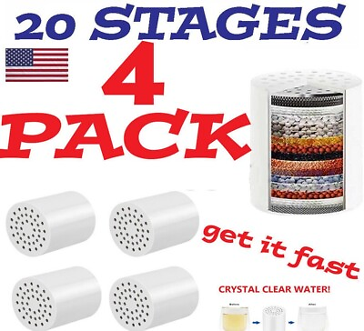 #ad 4 Pack 20 Stage Shower Filter Replacement CartridgeShower Filter for Hard Water $21.99