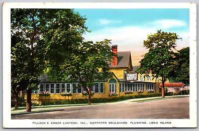 #ad Vtg Flushing Long Island New York NY Tillsons Amber Lantern Restaurant Postcard $9.99