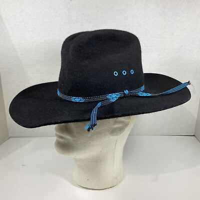 #ad Eddy Bros Black Wool Felt Western Cowboy Hat Size 6 5 8 USA Made Brothers $30.00