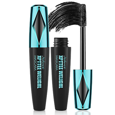 #ad 1 2Pcs 4D Eyelash Mascara Silk Fiber Waterproof Mega Length EyeLash Makeup Black $9.99
