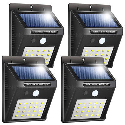 4x 20 LED Solar Power Wall Light Waterproof Outdoor PIR Motion Sensor Path Lamp $24.98