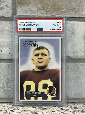 #ad 1955 Bowman Chet Ostrowski #64 PSA 8 Redskins $89.10