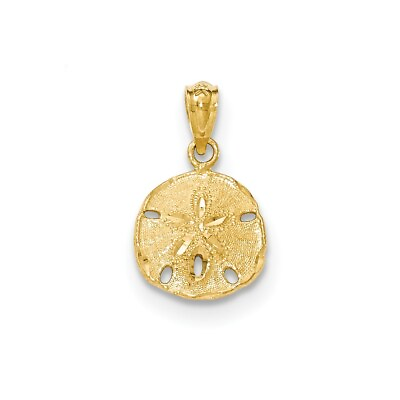 #ad Real 14kt Yellow Gold Gold Polished Textured Sand Dollar Pendant $85.57