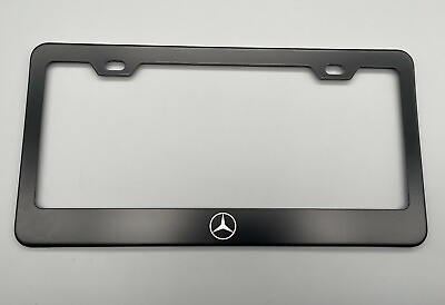 #ad Mercedes Benz Logo Laser Engraved Stainless Steel Black LICENSE PLATE FRAME $11.80