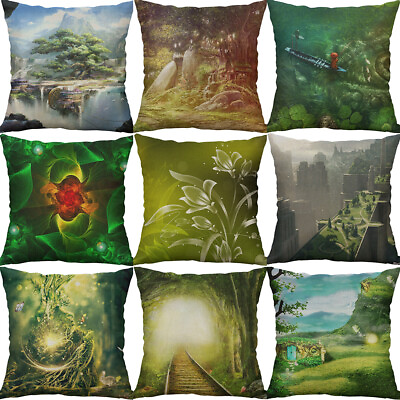 #ad 18quot; Cotton Linen painting wonderful trees pillow case Cushion Cover Home Decor $3.87