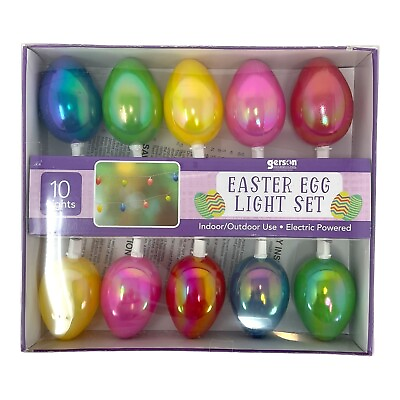 #ad 10 Light Multi Color Easter Egg String Light Set 7 Inch $24.98