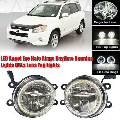 #ad LED Fog Light Kit Angel Eye Rings DRL Daytime Running Lamp Fit For Toyota RAV4 $66.11