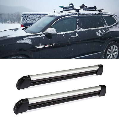 #ad Roof Rack for Mount Fishing Rod 4 Ski2 Snowboard Carrier Holder w Key silver $66.69