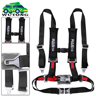 #ad Universal Black 4 Point Quick Release Racing Harness Seat Belt with Shoulder Pad $49.99