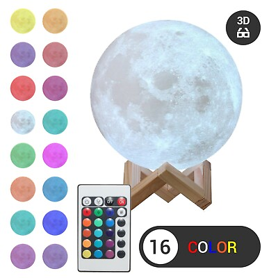 #ad 3D Moon Night Light Table Lamp USB Charging Remote Touch Control Home Decor Gift $9.95