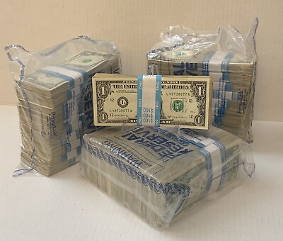 #ad 1 Pack $100 Regular Circulated Bank Strap of One Dollar Bills. $100 Face Value $800.00