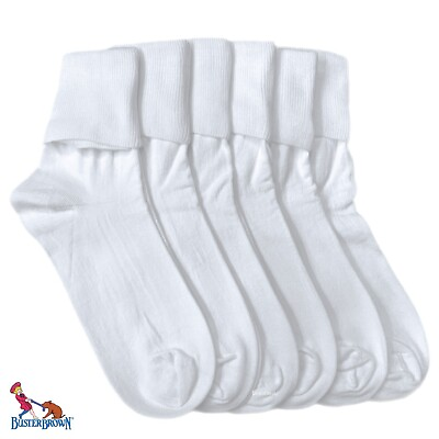 #ad BUSTER BROWN Womens Cotton White Thin Bobby Socks 100% Cotton Ankle Crew Socks $23.99