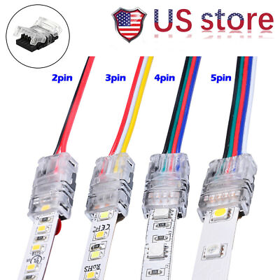 Wire to LED Strip Connector 2 3 4 5Pin 8mm 10mm 12mm Adapter RGB RGBW 5050 3528 $66.02