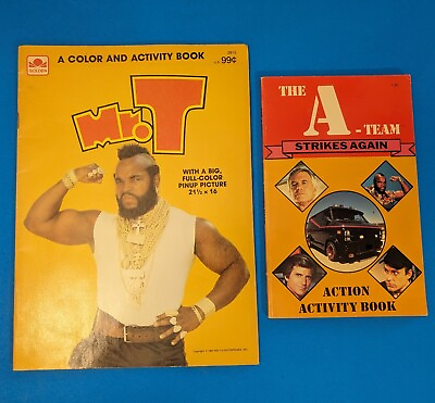 #ad Mr T Color amp; Activity Book w Poster 1984 A Team Strikes Again Action Book 80s $23.99