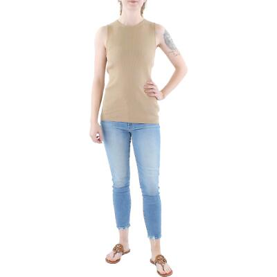 #ad Anne Klein Womens Tan Knit Ribbed Crewneck Tank Top Sweater Shirt XL BHFO 9243 $19.99