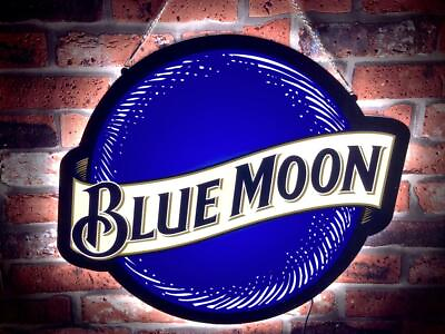 #ad Blue Moon Beer Bar GIft 2D LED Neon Sign Light Lamp Cute Super Bright Man Cave $249.09