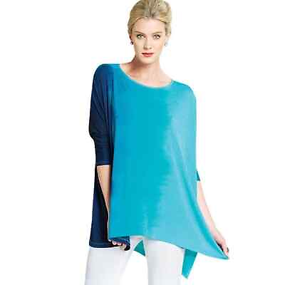#ad Clara Sun Woo Blue Ombre Gradient Half Sleeve Oversized Tunic Top Sz XS Artsy $24.99