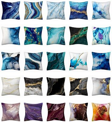 #ad Cushion Cover Marble Abstract Decorative Two Sided Green Blue PILLOW CASE 18x18quot; $6.86
