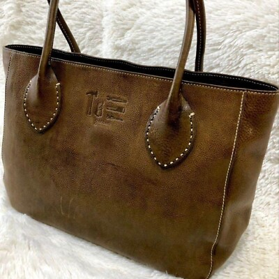 #ad Used in Japan Fashion Genten Brown All Leather Tote Bag lardge $150.00