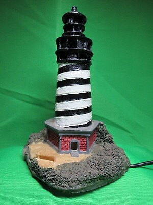 #ad Black amp; White Spiral Painted Lighthouse with Light $10.00