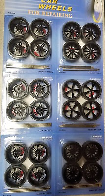 #ad BLACK REPLACEMENT WHEELS amp; TIRES SET RIMS FOR 1 18 SCALE CARS AND TRUCKS 2004B $7.98