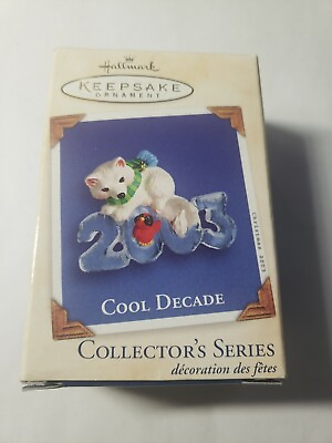 #ad Hallmark Cool Decade White Fox and Red Bird 2003 Keepsake Ornament with Box $9.99