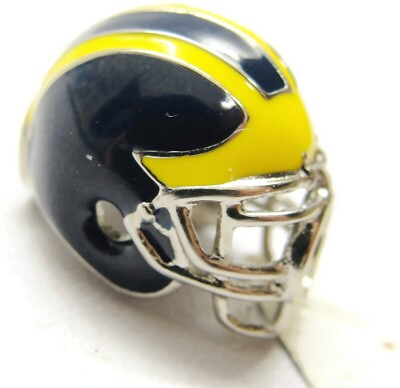 #ad U of M University of Michigan Wolverine Football Helmet Bead Charm Blue amp; Yellow $34.58