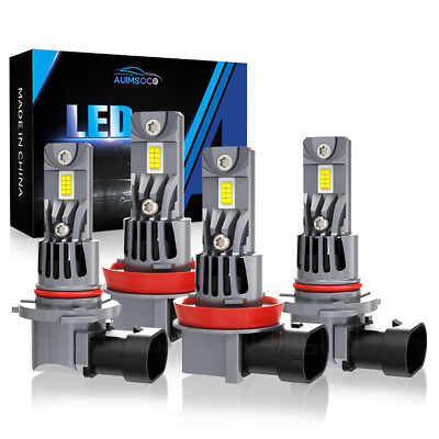 #ad LED Headlight Bulbs Combo Kit 9005 H11 High Low Beam 6000K White Super Bright $67.49