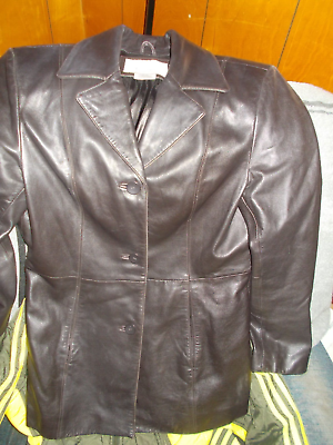 #ad Womens Leather Coat Nine West 3 Button $12.00