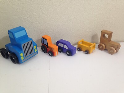 #ad Wooden Toy Lot Cars Melissa and Doug low loader unbranded others $22.95