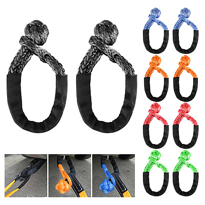 2PC Shackle Rope Synthetic Tow Recovery Strap Breaking Strength Sailing 38000LBS $20.99