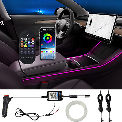 #ad Tesla Model 3 Model Y Interior Car Lights RGB Neon Light Kits with APP and Remo $36.81