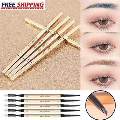 #ad Waterproof Eyebrow Pencil Eye Brow Eyeliner Pen With Brush Makeup Cosmetic Tool $1.35