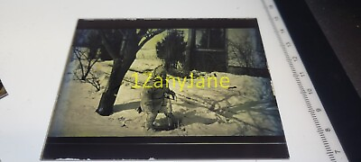 #ad AE10 Lantern GLASS Slide needs finished ROCKING HORSE OUTSIDE IN SNOW $19.95