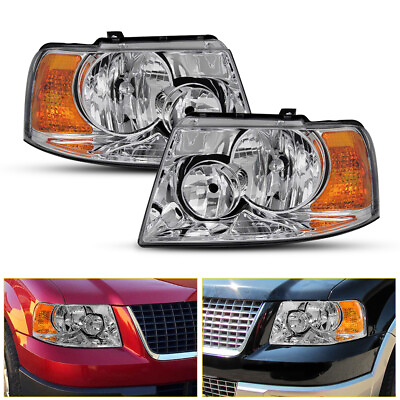 #ad For 03 04 05 06 Ford Expedition Headlight Lamp Replacement Assembly Chrome Bezel $82.99