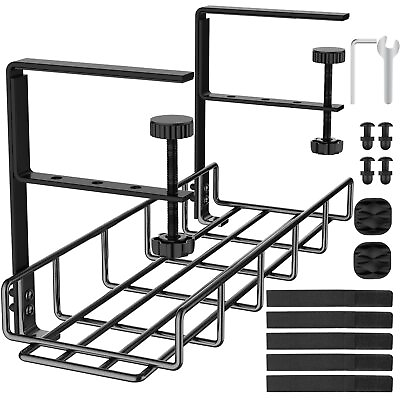#ad Under Desk Cable Management Tray Updated Long Arms 3.9in No Drill Steel De... $37.63