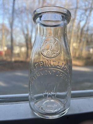 #ad New Vermont Creamery Embossed Half Pint Milk Bottle Pure Jersey Cream RI VT NJ. $12.99
