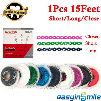 #ad 1Pcs Dental Orthodontic Power Chain 15Feet Short Long Close Elastic Rubber Band $8.57