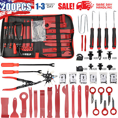 #ad 200Pcs Car Trim Removal Tool Set Hand Tools Pry Bar Panel Door Interior Clip Kit $25.95