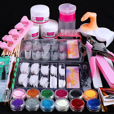 #ad Nail Kit Set Professional Acrylic with Everything 12 Glitter Acrylic Powder Kit $28.97