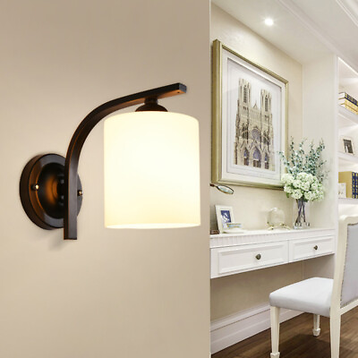 #ad Modern Glass Wall Light，Sconce E27 LED Bedroom Lamp Hallway Lighting Fixture US $16.96