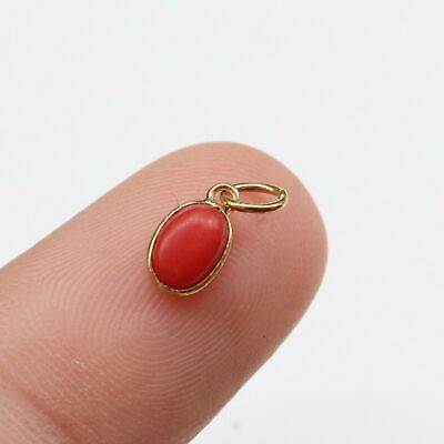 #ad Smaller Red Coral Gold Charm Solid 18k Gold Charm Pendant Handmade Dainty Charm $50.12
