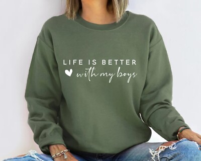 #ad Life Is Better With My Boys Sweatshirt Mom Of Boys Sweatshirt Mom Of Boys Shir $41.99