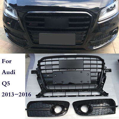 #ad Front Mesh GrilleFog Light Cover Trim Fit For Audi Q5 2013 2016 SQ5 Style Grill $312.99