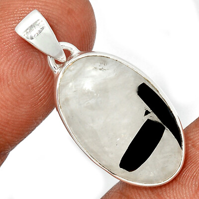 #ad Natural Black Tourmaline In Quartz 925 Sterling Silver Pendant Jewelry CP20535 $14.99