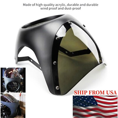 #ad Universal 7quot; Motorcycle Cafe Racer Headlight Fairing Kit Windshield Screen Cover $44.84