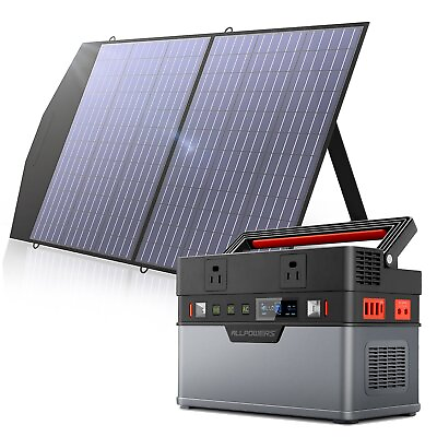 #ad ALLPOWERS 606Wh Portable Power Station amp; 100W Foldable Solar Panel For Camping $419.30
